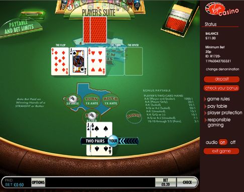 video poker from virgin casino