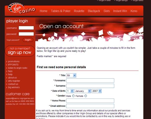 Virgin Casino Step 2